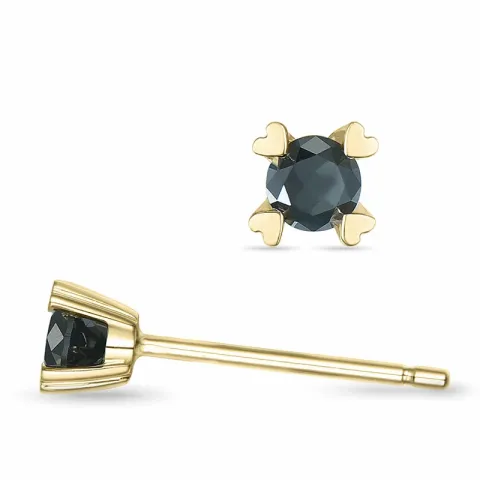 2 x 0,10 ct mustat timantti solitaire-nappikorvakorut 14 karaatin kultaa kanssa musta timantti