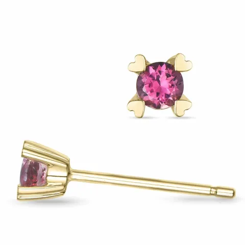 2 x 0,10 ct pinkki turmaliini solitaire-nappikorvakorut 14 karaatin kultaa kanssa turmaliini 