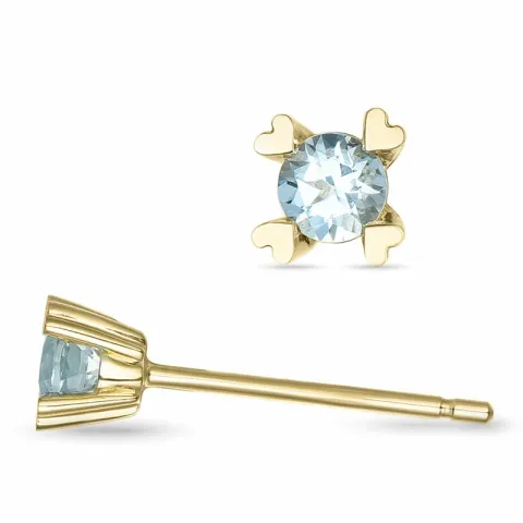 2 x 0,10 ct akvamariinia solitaire-nappikorvakorut 14 karaatin kultaa kanssa akvamariinia