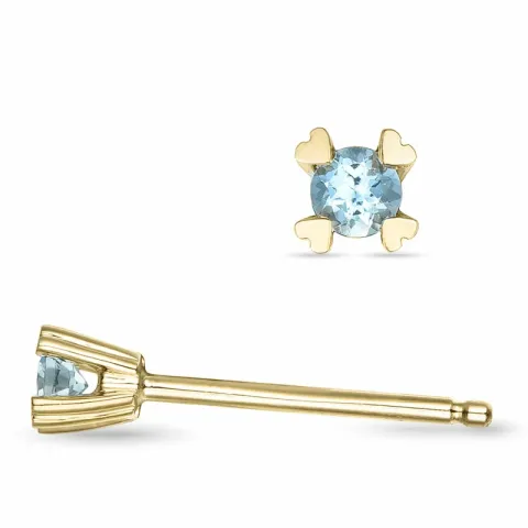 2 x 0,05 ct akvamariinia solitaire-nappikorvakorut 14 karaatin kultaa kanssa akvamariinia