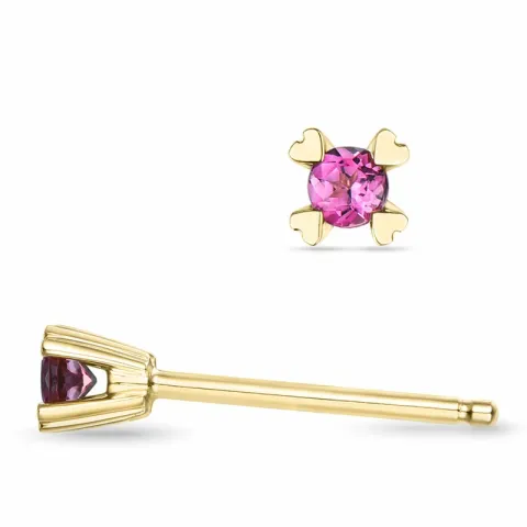 2 x 0,05 ct pinkki turmaliini solitaire-nappikorvakorut 14 karaatin kultaa kanssa turmaliini