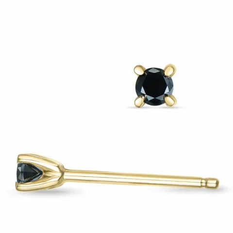 2 x 0,05 ct mustat timantti solitaire-nappikorvakorut 14 karaatin kultaa kanssa musta timantti
