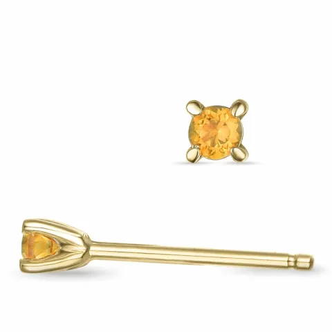 2 x 0,05 ct sitriini solitaire-nappikorvakorut 14 karaatin kultaa kanssa sitriini