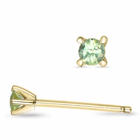 2 x 0,05 ct peridootti solitaire-nappikorvakorut 14 karaatin kultaa kanssa peridootti
