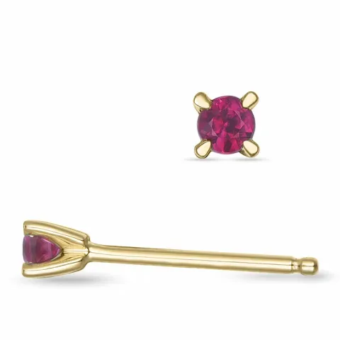2 x 0,07 ct rubiini solitaire-nappikorvakorut 14 karaatin kultaa kanssa rubiini