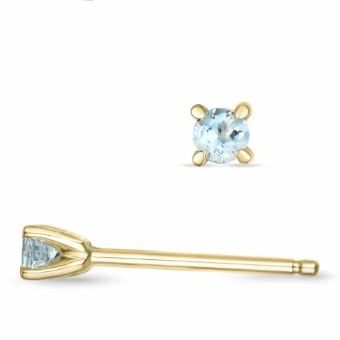 2 x 0,05 ct akvamariinia solitaire-nappikorvakorut 14 karaatin kultaa kanssa akvamariinia