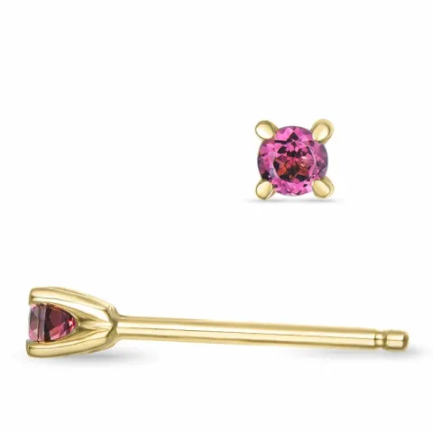 2 x 0,05 ct pinkki turmaliini solitaire-nappikorvakorut 14 karaatin kultaa kanssa turmaliini