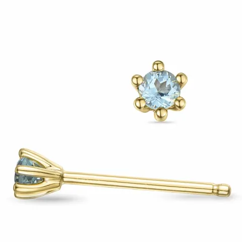 2 x 0,05 ct akvamariinia solitaire-nappikorvakorut 14 karaatin kultaa kanssa akvamariinia