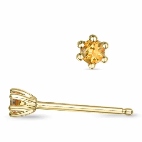 2 x 0,05 ct sitriini solitaire-nappikorvakorut 14 karaatin kultaa kanssa sitriini