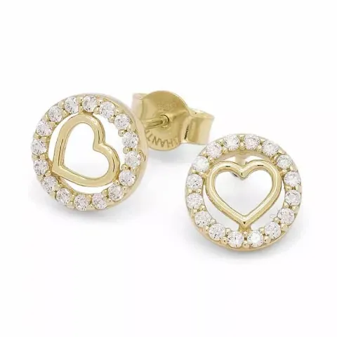 pyöreitä sydän nappikorvakorut 9 karaatin kultaa kanssa zirkoni