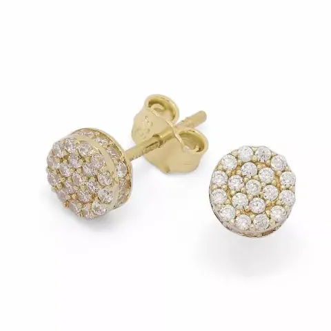 6 mm pyöreitä nappikorvakorut 9 karaatin kultaa kanssa zirkoni