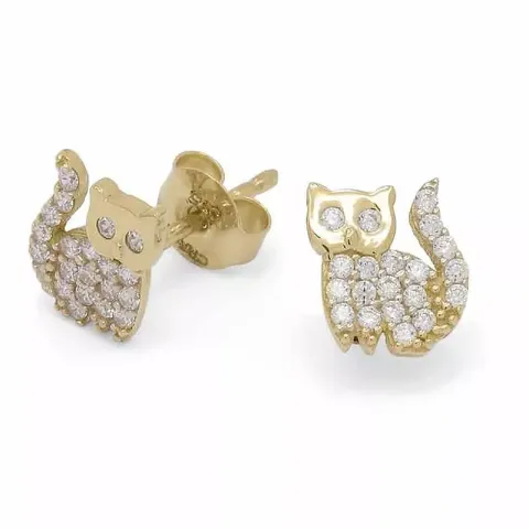 kissat nappikorvakorut 9 karaatin kultaa kanssa zirkoni