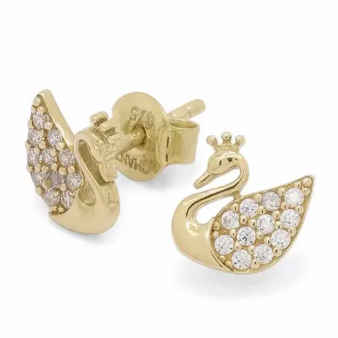 joutsen korvarenkaat 9 karaatin kultaa kanssa zirkoni