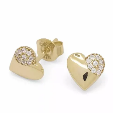sydän nappikorvakorut 9 karaatin kultaa kanssa zirkoni