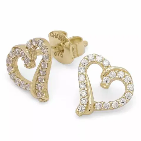 sydän korvarenkaat 9 karaatin kultaa kanssa zirkoni