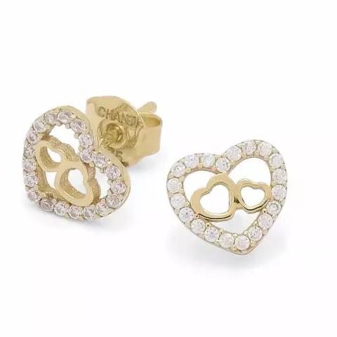sydän korvarenkaat 9 karaatin kultaa kanssa zirkoni
