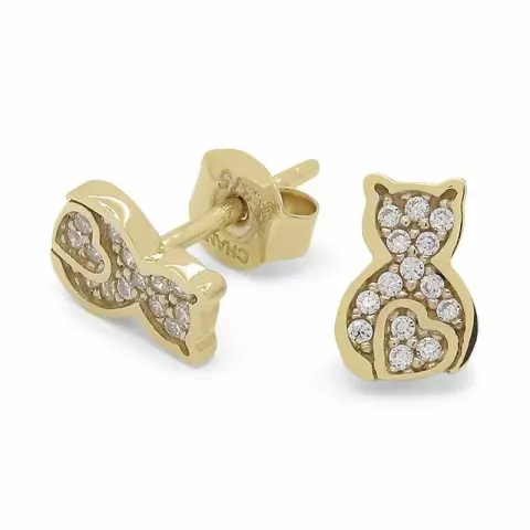 kissat korvarenkaat 9 karaatin kultaa kanssa zirkoni