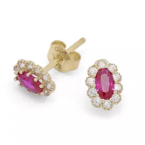 Ovaaleja punaista korvarenkaat 9 karaatin kultaa kanssa zirkoni ja zirkoni