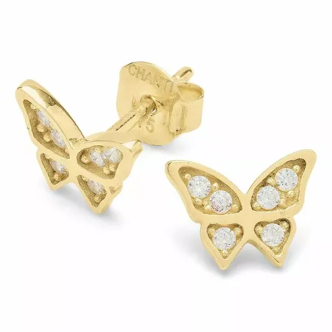 Perhoset nappikorvakorut 9 karaatin kultaa kanssa zirkoni