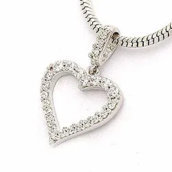 sydän valkoinen zirkoni riipus  9 karaatin valkokultaa