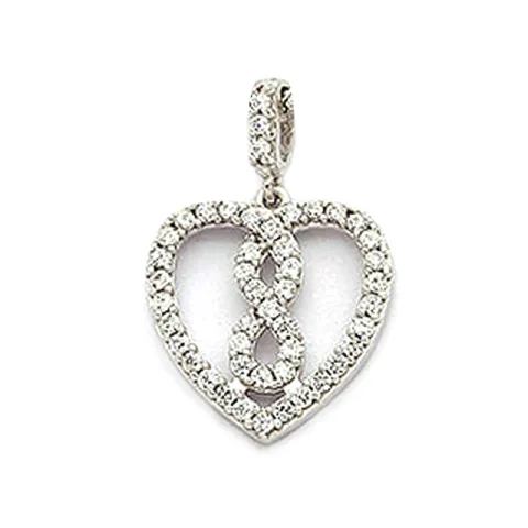 sydän zirkoni riipus  9 karaatin valkokultaa