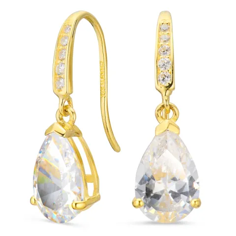pudota muotoisia korvarenkaat 9 karaatin kultaa kanssa zirkoni - Gold Collection