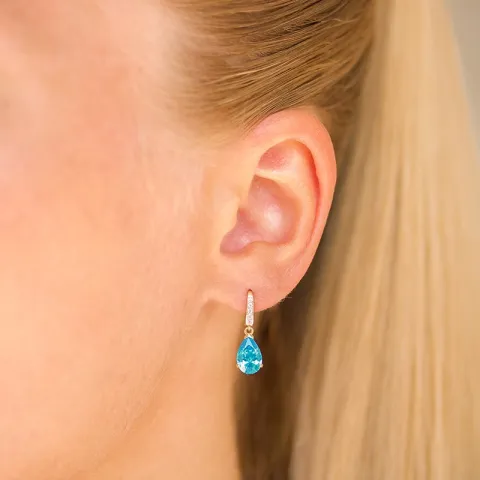 pudota muotoisia korvarenkaat 9 karaatin kultaa kanssa topaasi ja zirkoni - Gold Collection