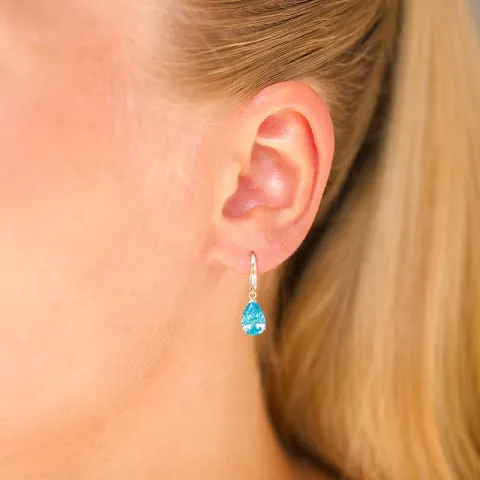 pudota muotoisia korvarenkaat 9 karaatin kultaa kanssa topaasi ja zirkoni - Gold Collection