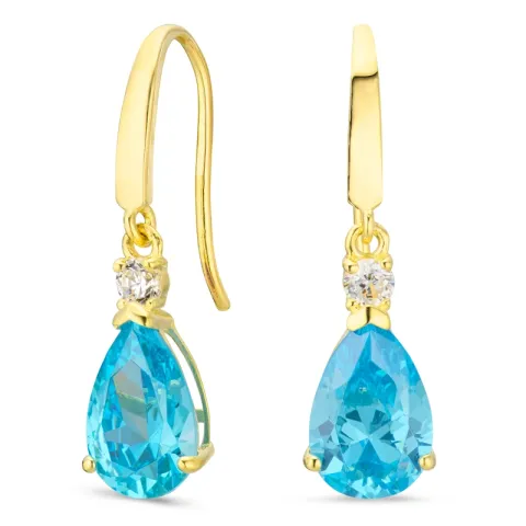 pudota muotoisia korvarenkaat 9 karaatin kultaa kanssa topaasi ja zirkoni - Gold Collection