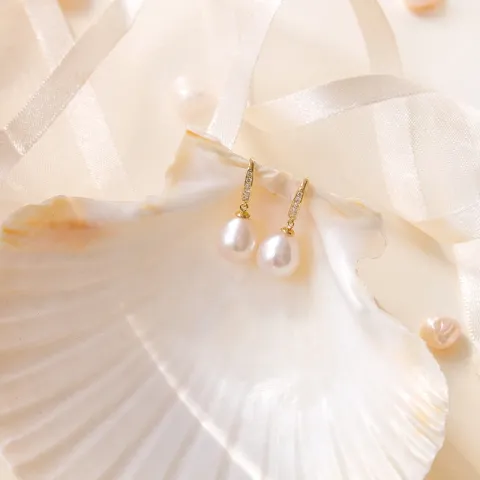 korvarenkaat 9 karaatin kultaa kanssa zirkoni - Gold Collection