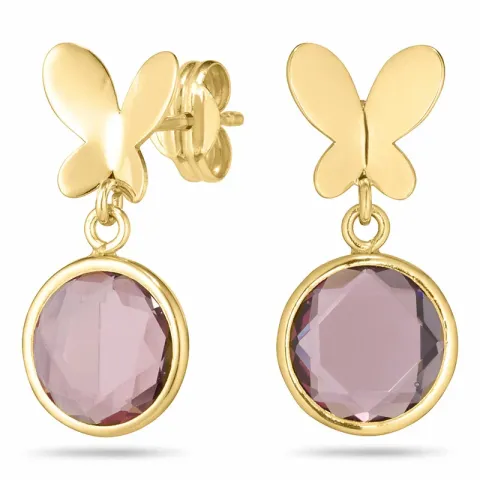 Perhoset korvarenkaat 9 karaatin kultaa kanssa kristallia