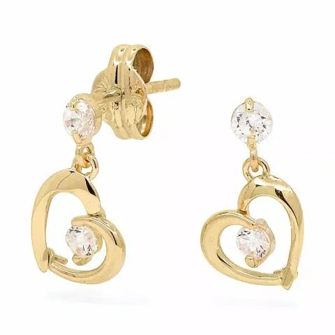 Sydän kultakorvakorut 9 karaatin kultaa kanssa zirkonia