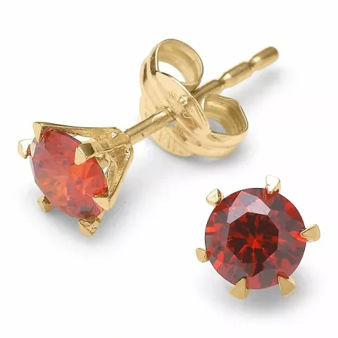 Yksinkertaisia pyöreitä solitaire-nappikorvakorut 9 karaatin kultaa kanssa zirkonia