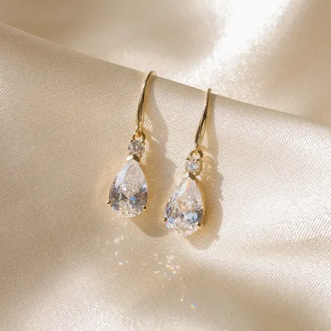 pisara korvarenkaat 9 karaatin kultaa kanssa zirkoni ja zirkoni - Gold Collection