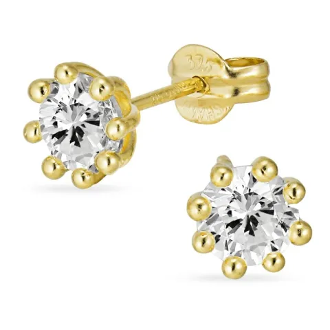 6 mm nappikorvakorut 9 karaatin kultaa kanssa zirkoni