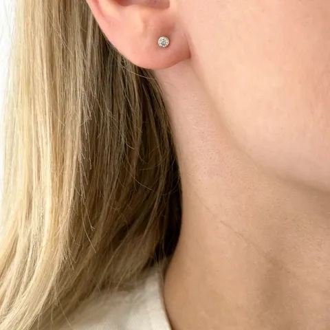 1/2 paria 3 mm korvarenkaat 14 karaatin kultaa kanssa zirkoni - Gold Collection