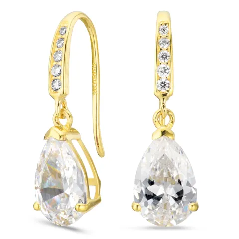 pudota muotoisia korvarenkaat 14 karaatin kultaa kanssa zirkoni - Gold Collection