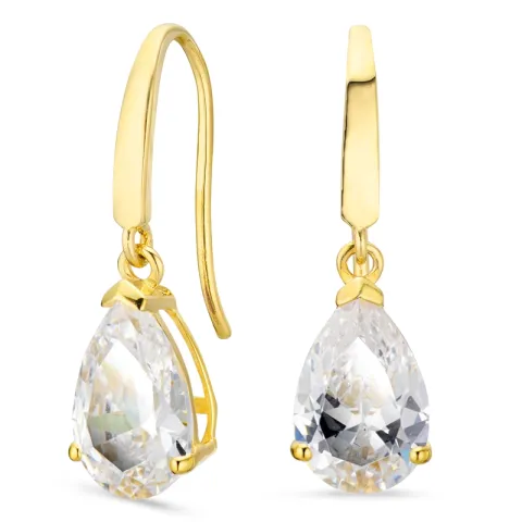 pudota muotoisia korvarenkaat 14 karaatin kultaa kanssa zirkoni - Gold Collection