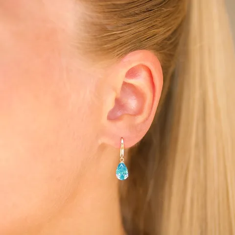 pudota muotoisia korvarenkaat 14 karaatin kultaa kanssa topaasi ja zirkoni - Gold Collection