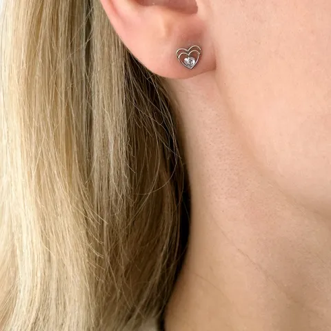 sydän korvarenkaat 14 karaatin valkokultaa kanssa 