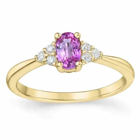 pinkki safiiri timanttisormus 14 karaatin kultaa 0,65 ct 0,102 ct