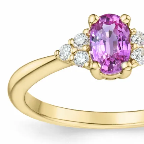pinkki safiiri timanttisormus 14 karaatin kultaa 0,65 ct 0,102 ct
