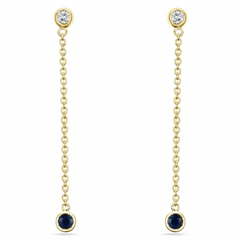 pitkät safiiri briljanttikorvakorut 14 karaatin kultaa kanssa timantti ja safiiri 