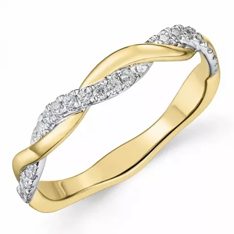timantti sormus 14 karaatin kulta ja valkokultaa 0,15 ct