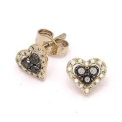 sydän mustat timantti nappikorvakorut 14 karaatin kultaa kanssa timantti ja musta timantti 