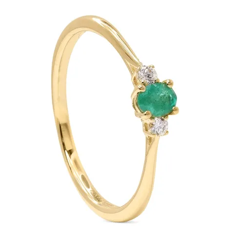 Smaragdi kulta sormus 14 karaatin kultaa 0,05 ct