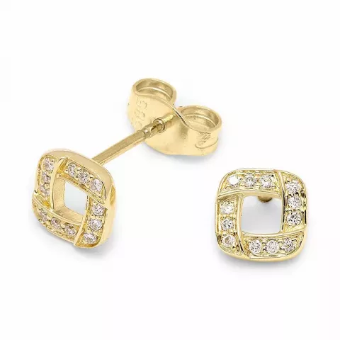 neliskulmainen timanttikorvakorut 14 karaatin kultaa kanssa timantti 