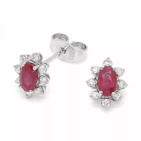 kukka rubiini briljanttikorvakorut 14 karaatin valkokultaa kanssa timantti ja rubiini 