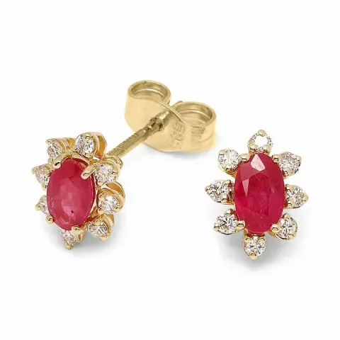 kukka rubiini ruusukenappikorvakorut 14 karaatin kultaa kanssa timantti ja rubiini 