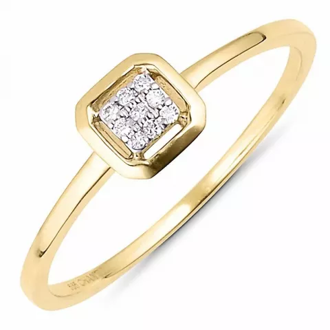 Neliskulmainen timantti kulta sormus 14 karaatin kulta ja valkokultaa 0,03 ct